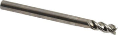 Niagara Cutter - 1/4", 1/2" LOC, 1/4" Shank Diam, 3" OAL, 3 Flute, Solid Carbide Square End Mill - Single End, Uncoated, Spiral Flute, 45° Helix, Centercutting, Right Hand Cut, Right Hand Flute, Series AN345 - Eagle Tool & Supply