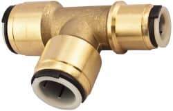 Watts - 3/4 x 1/2 x 3/4" Outside Diam, Lead Free Brass Push-to-Connect Tube Union Tee - 250 Max psi, Tube to Tube Connection, EPDM O-Ring, Lead-Free - Eagle Tool & Supply