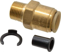 Watts - 1/2" Outside Diam, 1/2 NPT, Lead Free Brass Push-to-Connect Tube Male Connector - 250 Max psi, Tube to Male NPT Connection, EPDM O-Ring, Lead-Free - Eagle Tool & Supply