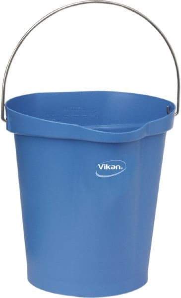 Vikan - 3 Gal, Polypropylene Round Blue Single Pail with Pour Spout - Handle Included - Eagle Tool & Supply