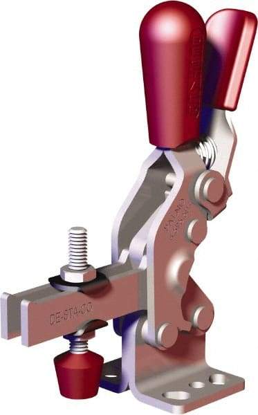 De-Sta-Co - 607 Lb Holding Capacity, Vertical Handle, Manual Hold Down Toggle Clamp - 57° Handle Movement, 75° Bar Opening, U-Bar, Flanged Base, Carbon Steel - Eagle Tool & Supply