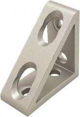 80/20 Inc. - 50mm Wide, Open Shelving 4 Hole Inside Corner Gusset - Aluminum, Clear Anodized Finish, 22mm Long, Use with 25 Series & Bolt Kit 75-3404 - Eagle Tool & Supply