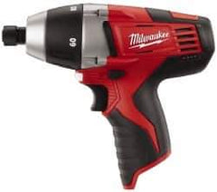 Milwaukee Tool - 12 Volts, Lithium-Ion Battery, 1/4 Inch Keyless Chuck, Pistol Grip Cordless Drill - 250, 750 RPM, 60 Inch/Lbs. Torque, Reversible - Eagle Tool & Supply