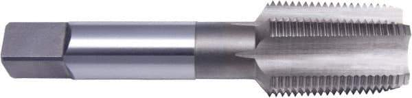 Vermont Tap & Die - 1/8-27 NPT, 4 Flute, Taper Chamfer, Bright Finish, High Speed Steel, Extension Pipe Tap - 3" OAL, 0.318" Shank Diam, 3/4" Thread Length, 0.234" Square Size, 3/16" Square Length, Regular Hook, Series 3180E - Eagle Tool & Supply