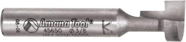 Amana Tool - 3/8" Cut Diam, 3/8" Length of Cut, 1 Flute Keyhole Edge Profile Router Bit - Carbide-Tipped, 1/4" Shank Diam, 1-1/2" OAL, Uncoated - Eagle Tool & Supply