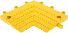 Wearwell - 0.75' Long x 0.5' Wide x 7/8" Thick, Anti-Fatigue Modular Matting Corner Ramp Edge - Male, 2 Interlocking Sides, Yellow, For Dry & Wet Areas, Series 564 - Eagle Tool & Supply
