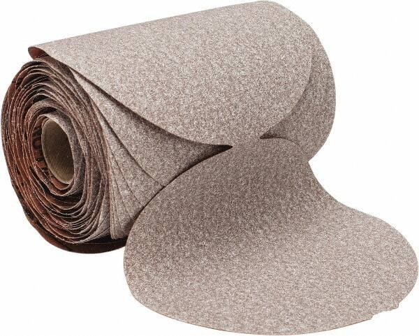 Norton - 5" Diam, 100 Grit Aluminum Oxide Adhesive PSA Disc - Medium Grade, Natural, B Weighted Backing, Flexible - Eagle Tool & Supply
