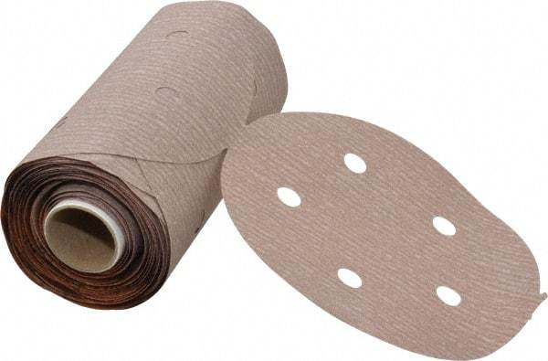 Norton - 5" Diam, 320 Grit Aluminum Oxide Adhesive PSA Disc - Very Fine Grade, Natural, B Weighted Backing, Flexible - Eagle Tool & Supply