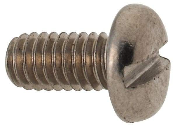 Value Collection - M4x0.70 Metric Coarse, 8mm Length Under Head Slotted Drive Machine Screw - Fillister Head, Grade 316 & A4 Stainless Steel, Uncoated, Without Washer - Eagle Tool & Supply
