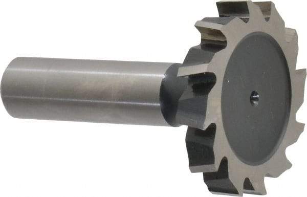 Interstate - 1-1/2" Diam x 1/4" Face Width, Cobalt, 16 Teeth, Shank Connection Woodruff Keyseat Cutter - Uncoated, 2-1/4" OAL x 1/2" Shank, Staggered Teeth, ANSI 812, Old Standard 24 - Eagle Tool & Supply