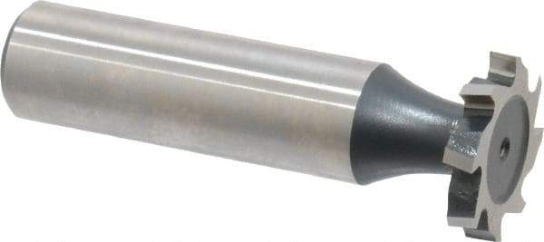 Interstate - 3/4" Diam x 1/8" Face Width, High Speed Steel, 10 Teeth, Shank Connection Woodruff Keyseat Cutter - Uncoated, 2-1/8" OAL x 1/2" Shank, Staggered Teeth, ANSI 406, Old Standard 7 - Eagle Tool & Supply