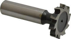 Interstate - 1-1/8" Diam x 3/16" Face Width, High Speed Steel, 12 Teeth, Shank Connection Woodruff Keyseat Cutter - Uncoated, 2-3/16" OAL x 1/2" Shank, Staggered Teeth, ANSI 609, Old Standard 16 - Eagle Tool & Supply