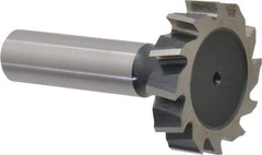 Interstate - 1-3/8" Diam x 5/16" Face Width, High Speed Steel, 14 Teeth, Shank Connection Woodruff Keyseat Cutter - Uncoated, 2-5/16" OAL x 1/2" Shank, Staggered Teeth, ANSI 1011, Old Standard 23 - Eagle Tool & Supply