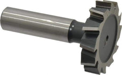 Interstate - 1-1/2" Diam x 5/16" Face Width, High Speed Steel, 12 Teeth, Shank Connection Woodruff Keyseat Cutter - Uncoated, 2-5/16" OAL x 1/2" Shank, Staggered Teeth, ANSI 1012, Old Standard 25 - Eagle Tool & Supply