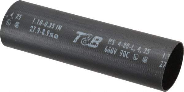 Thomas & Betts - 5" Long, 3:1, Polyolefin Heat Shrink Electrical Tubing - Black - Eagle Tool & Supply