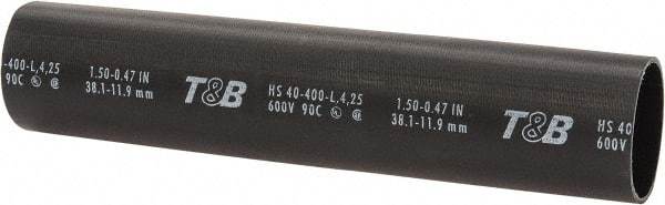 Thomas & Betts - 8" Long, 3:1, Polyolefin Heat Shrink Electrical Tubing - Black - Eagle Tool & Supply