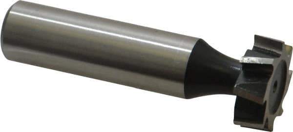 Interstate - 3/4" Diam x 1/4" Face Width, High Speed Steel, 10 Teeth, Shank Connection Woodruff Keyseat Cutter - Uncoated, 2-1/4" OAL x 1/2" Shank, Staggered Teeth, ANSI 806, Old Standard 91 - Eagle Tool & Supply