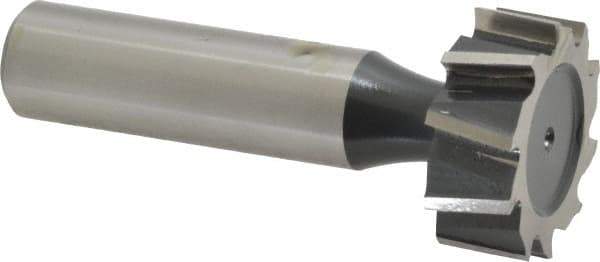 Interstate - 1" Diam x 3/8" Face Width, High Speed Steel, 10 Teeth, Shank Connection Woodruff Keyseat Cutter - Uncoated, 2-3/8" OAL x 1/2" Shank, Staggered Teeth, ANSI 1208, Old Standard 152 - Eagle Tool & Supply