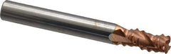 Accupro - 1/4" Diam, Coarse Pitch, 3/8" LOC, 3 Flute Solid Carbide Roughing Square End Mill - TiCN Finish, 2" OAL, 1/4" Shank Diam, Single End, Centercutting, 30° Helix - Eagle Tool & Supply