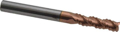 Accupro - 1/4" Diam, Coarse Pitch, 3/4" LOC, 3 Flute Solid Carbide Roughing Square End Mill - TiCN Finish, 2-1/2" OAL, 1/4" Shank Diam, Single End, Centercutting, 30° Helix - Eagle Tool & Supply