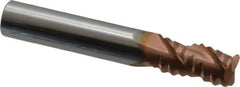 Accupro - 5/16" Diam, Coarse Pitch, 1/2" LOC, 3 Flute Solid Carbide Roughing Square End Mill - TiCN Finish, 2" OAL, 5/16" Shank Diam, Single End, Centercutting, 30° Helix - Eagle Tool & Supply