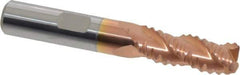 Accupro - 3/8" Diam, Coarse Pitch, 7/8" LOC, 3 Flute Solid Carbide Roughing Square End Mill - TiCN Finish, 2-1/2" OAL, 3/8" Shank Diam, Single End, Centercutting, 30° Helix - Eagle Tool & Supply