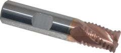 Accupro - 1/2" Diam, Coarse Pitch, 5/8" LOC, 4 Flute Solid Carbide Roughing Square End Mill - TiCN Finish, 2-1/2" OAL, 1/2" Shank Diam, Single End, Centercutting, 30° Helix - Eagle Tool & Supply