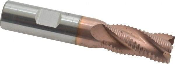 Accupro - 5/8" Diam, Coarse Pitch, 1-1/4" LOC, 4 Flute Solid Carbide Roughing Square End Mill - TiCN Finish, 3-1/2" OAL, 5/8" Shank Diam, Single End, Centercutting, 30° Helix - Eagle Tool & Supply