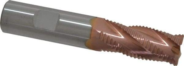 Accupro - 3/4" Diam, Coarse Pitch, 1-5/8" LOC, 4 Flute Solid Carbide Roughing Square End Mill - TiCN Finish, 4" OAL, 3/4" Shank Diam, Single End, Centercutting, 30° Helix - Eagle Tool & Supply