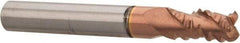 Accupro - 1/4" Diam, Coarse Pitch, 3/8" LOC, 3 Flute Solid Carbide Roughing Square End Mill - TiCN Finish, 2" OAL, 1/4" Shank Diam, Single End, Centercutting, 30° Helix - Eagle Tool & Supply
