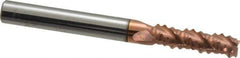 Accupro - 1/4" Diam, Coarse Pitch, 3/4" LOC, 3 Flute Solid Carbide Roughing Square End Mill - TiCN Finish, 2-1/2" OAL, 1/4" Shank Diam, Single End, Centercutting, 30° Helix - Eagle Tool & Supply