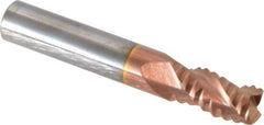 Accupro - 5/16" Diam, Coarse Pitch, 1/2" LOC, 3 Flute Solid Carbide Roughing Square End Mill - TiCN Finish, 2" OAL, 5/16" Shank Diam, Single End, Centercutting, 30° Helix - Eagle Tool & Supply