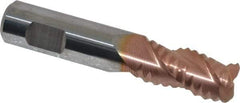 Accupro - 3/8" Diam, Coarse Pitch, 5/8" LOC, 3 Flute Solid Carbide Roughing Square End Mill - TiCN Finish, 2" OAL, 3/8" Shank Diam, Single End, Centercutting, 30° Helix - Eagle Tool & Supply