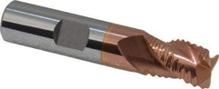 Accupro - 1/2" Diam, Coarse Pitch, 5/8" LOC, 3 Flute Solid Carbide Roughing Square End Mill - TiCN Finish, 2-1/2" OAL, 1/2" Shank Diam, Single End, Centercutting, 30° Helix - Eagle Tool & Supply