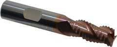 Accupro - 1/2" Diam, Coarse Pitch, 1" LOC, 3 Flute Solid Carbide Roughing Square End Mill - TiCN Finish, 3" OAL, 1/2" Shank Diam, Single End, Centercutting, 30° Helix - Eagle Tool & Supply