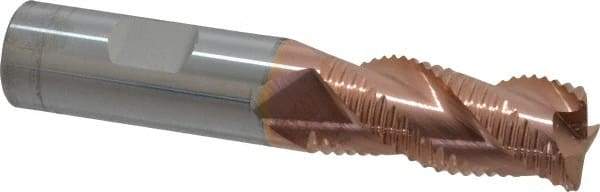 Accupro - 3/4" Diam, Coarse Pitch, 1-5/8" LOC, 3 Flute Solid Carbide Roughing Square End Mill - TiCN Finish, 4" OAL, 3/4" Shank Diam, Single End, Centercutting, 30° Helix - Eagle Tool & Supply