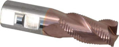 Accupro - 1" Diam, Coarse Pitch, 1-3/4" LOC, 3 Flute Solid Carbide Roughing Square End Mill - TiCN Finish, 4" OAL, 1" Shank Diam, Single End, Centercutting, 30° Helix - Eagle Tool & Supply