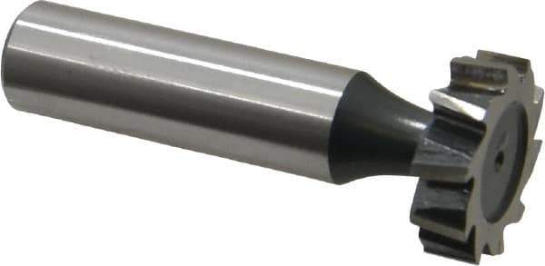 Interstate - 7/8" Diam x 1/4" Face Width, High Speed Steel, 10 Teeth, Shank Connection Woodruff Keyseat Cutter - Uncoated, 2-1/4" OAL x 1/2" Shank, Staggered Teeth, ANSI 807, Old Standard A - Eagle Tool & Supply