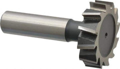 Interstate - 1-3/8" Diam x 3/8" Face Width, High Speed Steel, 14 Teeth, Shank Connection Woodruff Keyseat Cutter - Uncoated, 2-3/8" OAL x 1/2" Shank, Staggered Teeth, ANSI 1211, Old Standard F - Eagle Tool & Supply