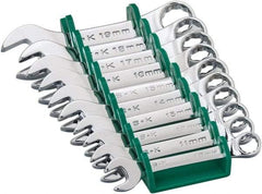 SK - 10 Piece, 10 to 19mm, 12 Point, Combination Wrench Set - Metric System of Measurement, Chrome Finish, Comes in Plastic Tray - Eagle Tool & Supply