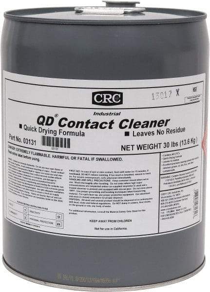 CRC - 5 Gallon Pail Contact Cleaner - 0°F Flash Point, 22,600 Volt Dielectric Strength, Flammable, Food Grade, Plastic Safe - Eagle Tool & Supply