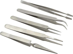 Value Collection - Stainless Steel Tweezer Set - 5 Piece - Eagle Tool & Supply