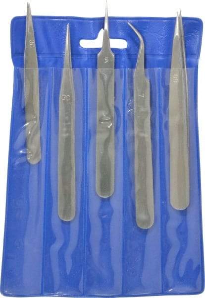 Value Collection - Stainless Steel Tweezer Set - 5 Piece - Eagle Tool & Supply