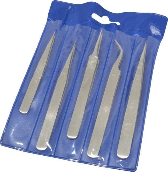 Value Collection - Stainless Steel Tweezer Set - 5 Piece - Eagle Tool & Supply