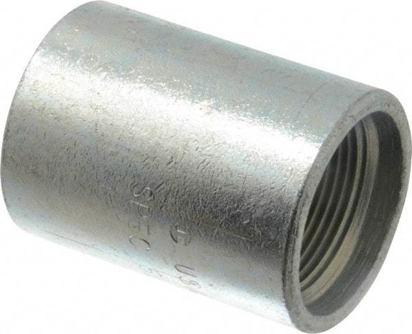 Made in USA - Class 300, 1-1/4" Galvanized Pipe Coupling - Threaded, Steel - Eagle Tool & Supply