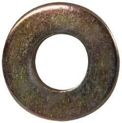 Made in USA - 1/4" Screw, Grade 8 Alloy Steel SAE Flat Washer - 9/32" ID x 5/8" OD, 0.072" Thick, Zinc Yellow Dichromate Finish - Eagle Tool & Supply