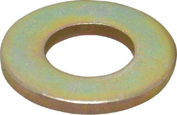 Made in USA - 1/2" Screw, Grade 8 Alloy Steel SAE Flat Washer - 17/32" ID x 1-1/16" OD, 0.121" Thick, Zinc Yellow Dichromate Finish - Eagle Tool & Supply