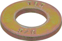 Made in USA - 5/8" Screw, Grade 8 Alloy Steel SAE Flat Washer - 21/32" ID x 1-5/16" OD, 0.146" Thick, Zinc Yellow Dichromate Finish - Eagle Tool & Supply