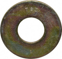 Made in USA - 1" Screw, Grade 8 Alloy Steel USS Flat Washer - 1.055" ID x 2.53" OD, 0.192" Thick, Zinc Yellow Dichromate Finish - Eagle Tool & Supply