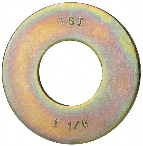 Made in USA - 1-1/8" Screw, Grade 8 Alloy Steel USS Flat Washer - 1.243" ID x 2.78" OD, 0.192" Thick, Zinc Yellow Dichromate Finish - Eagle Tool & Supply
